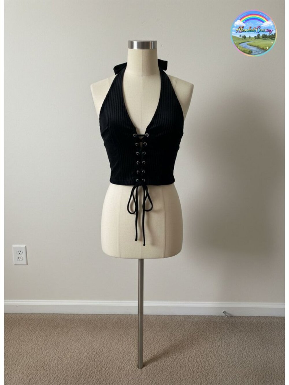Western Halter Corset Lace Up Backless Crop Top Sleeveless